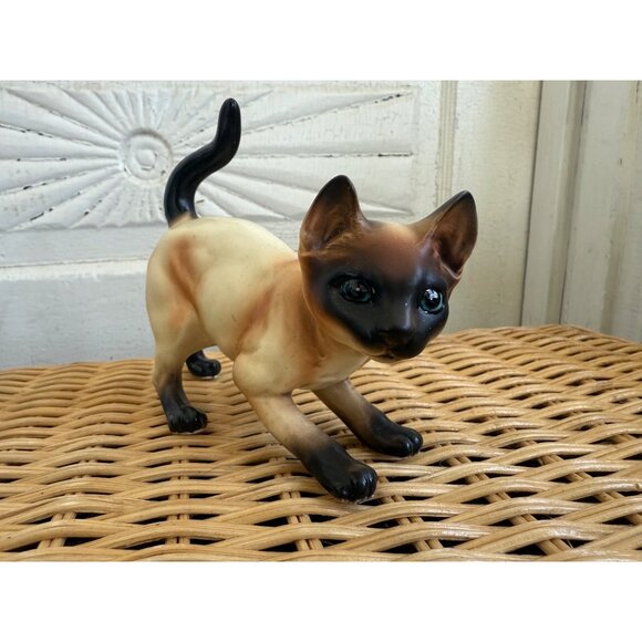 Vintage MCM Lefton Siamese Cat figurine Pouncing Playful - Picture 11 of 11